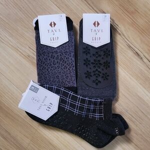 Grip Non-Slip Women's Socks - Pack of 3 (Black, Charcoal, Gray)
